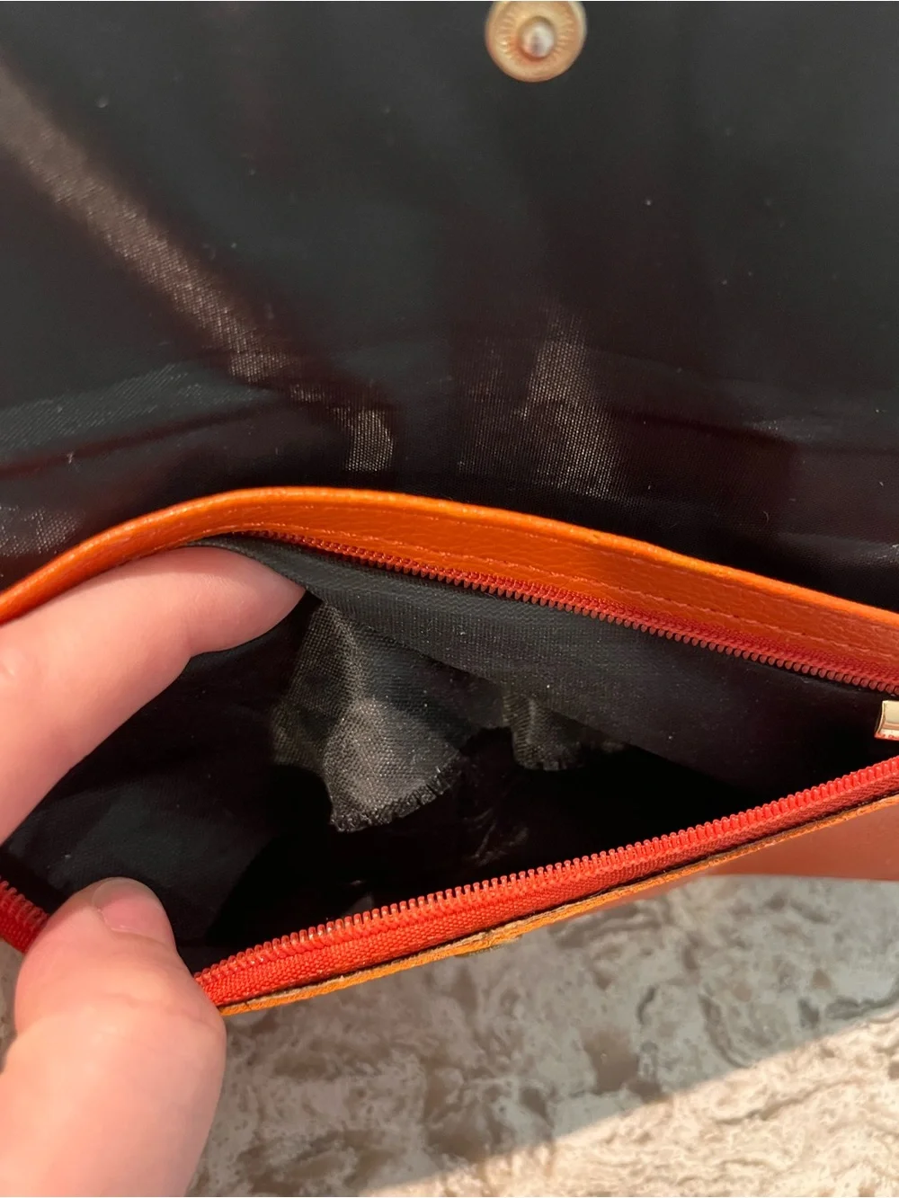 French Connection Pebbled Leather Fold-Over Wallet in Orange